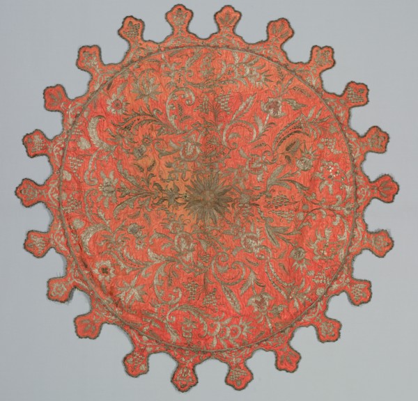 Parasol Top, 1700s. France, 18th century. Embroidery; silver metallic thread and silk; overall: 152