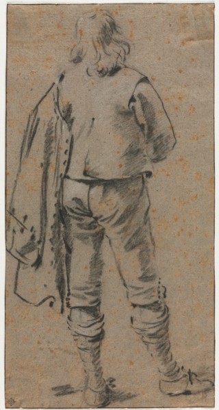 A Man Standing Seen from the Back, c. 1630. Gerard ter Borch (Dutch, 1617-1681). Black chalk