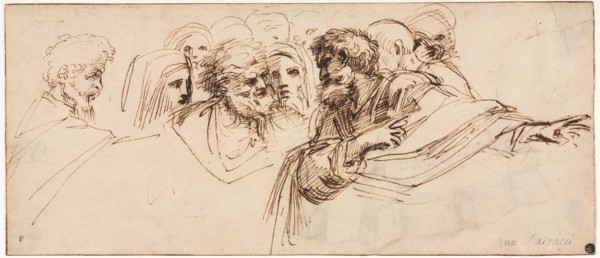Study of Heads (recto), 2nd half 1500s. Agostino Carracci (Italian, 1557-1602). Pen and brown ink;