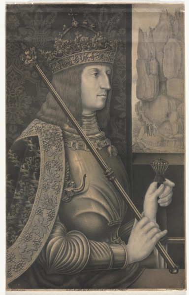 Portrait of Kaiser Maximilian I with Crown and Scepter, 1825. Florentin Lauter (German). Lithograph