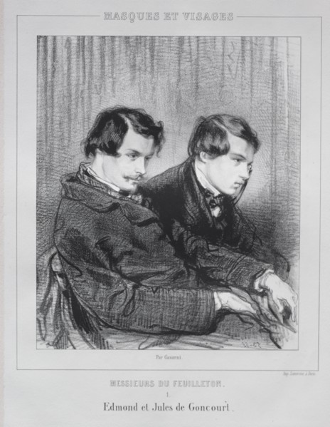 Edmond and Jules de Goncourt, 1853. Paul Gavarni (French, 1804-1866). Lithograph