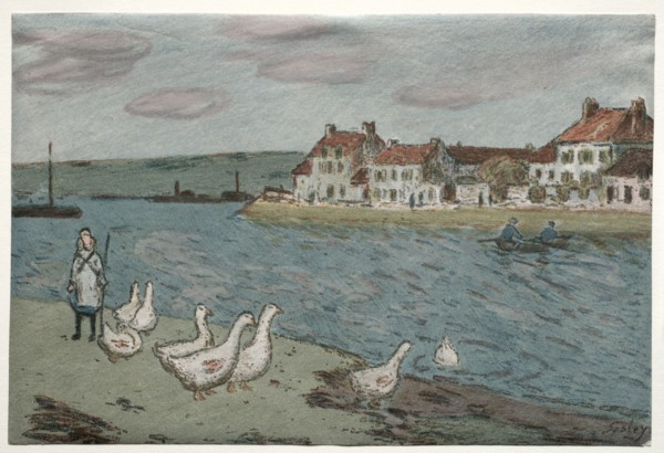 The River Bank or Geese, 1897. Alfred Sisley (French, 1840-1899). Lithograph