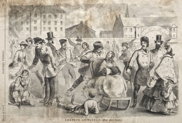 Skating at Boston, 1859. Winslow Homer (American, 1836-1910). Wood engraving