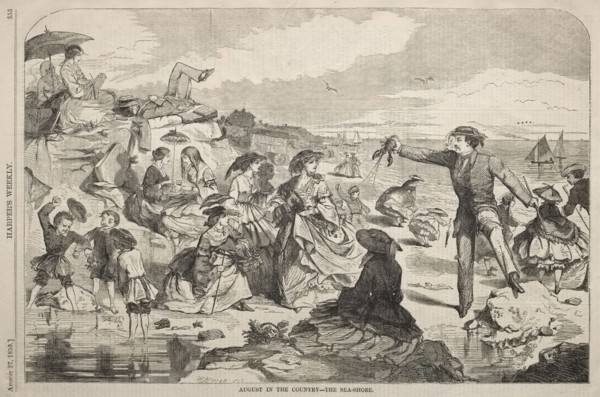 August in the Country - The Seashore, 1859. Winslow Homer (American, 1836-1910). Wood engraving