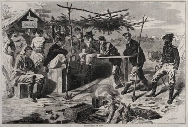 Thanksgiving in Camp, 1862. Winslow Homer (American, 1836-1910). Wood engraving