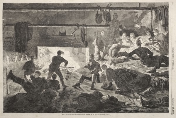 Winter Quarters in Camp - The Inside of a Hut, 1863. Winslow Homer (American, 1836-1910). Wood