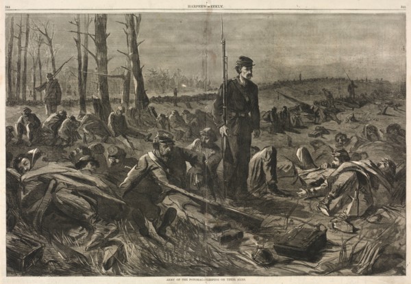 Army of othe Potomac - Sleeping on Their Arms, 1864. Winslow Homer (American, 1836-1910). Wood