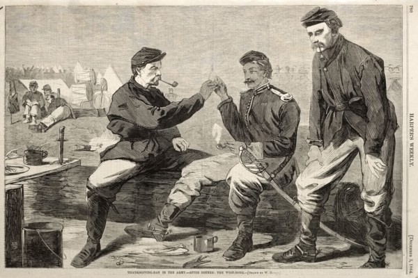 Thanksgiving Day in the Army - After Dinner:  The Wish-Bone, 1864. Winslow Homer (American,