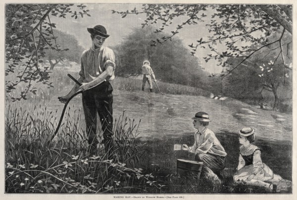 Making Hay, 1872. Winslow Homer (American, 1836-1910). Wood engraving