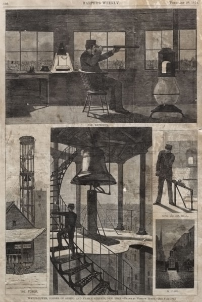 Watch-Tower, Corner of Spring and Varick Streets, New York, 1874. Winslow Homer (American,