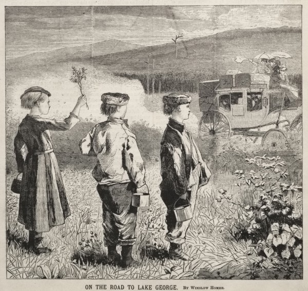 On the Road to Lake George, 1869. Winslow Homer (American, 1836-1910). Wood engraving