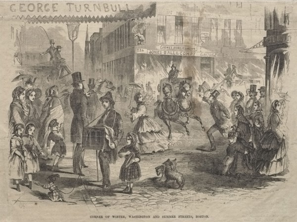 Corner Winter, Washington and Summer Streets, Boston, 1857. Winslow Homer (American, 1836-1910).