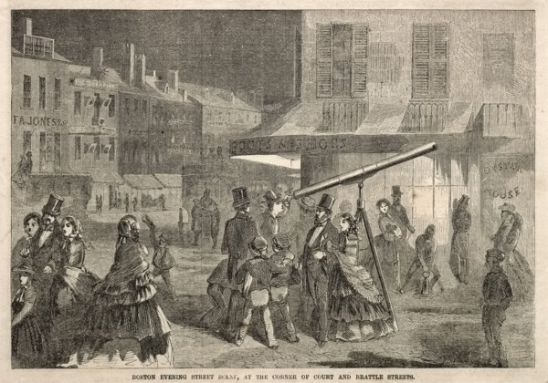Boston Evening Street Scene, at Corner of Court and Brattle Streets, 1857. Winslow Homer (American,