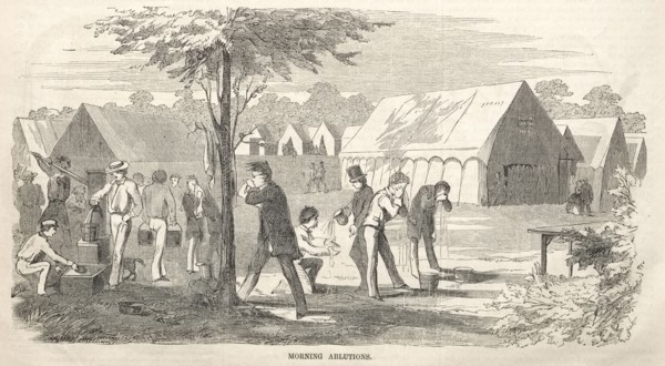 Camp Meeting Sketches:  Morning Ablutions, 1858. Winslow Homer (American, 1836-1910). Wood