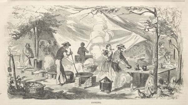 Camp Meeting Sketches:  Cooking, 1858. Winslow Homer (American, 1836-1910). Wood engraving