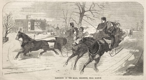 Sleighing on the Road, Brighton, near Boston, 1859. Winslow Homer (American, 1836-1910). Wood