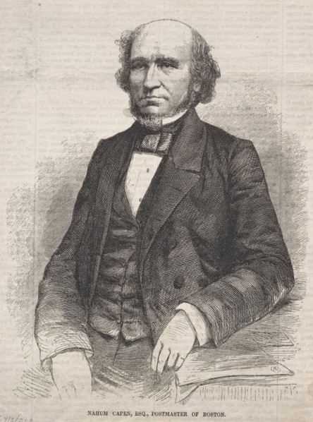 Nahum Capen, Esq., Postmaster of Boston, 1859. Winslow Homer (American, 1836-1910). Wood engraving