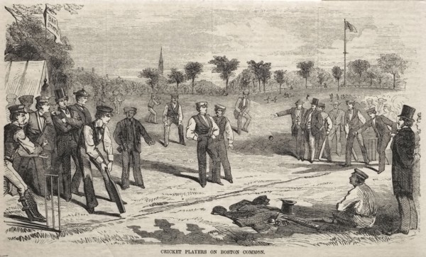 Cricket Players on Boston Common, 1859. Winslow Homer (American, 1836-1910). Wood engraving