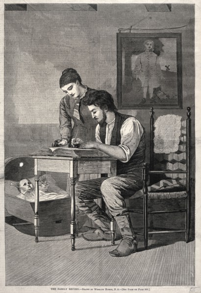The Family Record, 1875. Winslow Homer (American, 1836-1910). Wood engraving