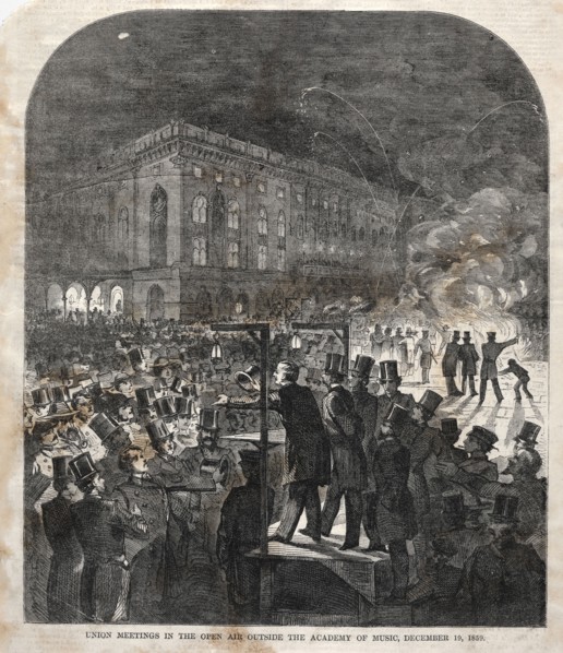 Union Meeting in the Open Air Outside the Academy of Music, 1859. Winslow Homer (American,