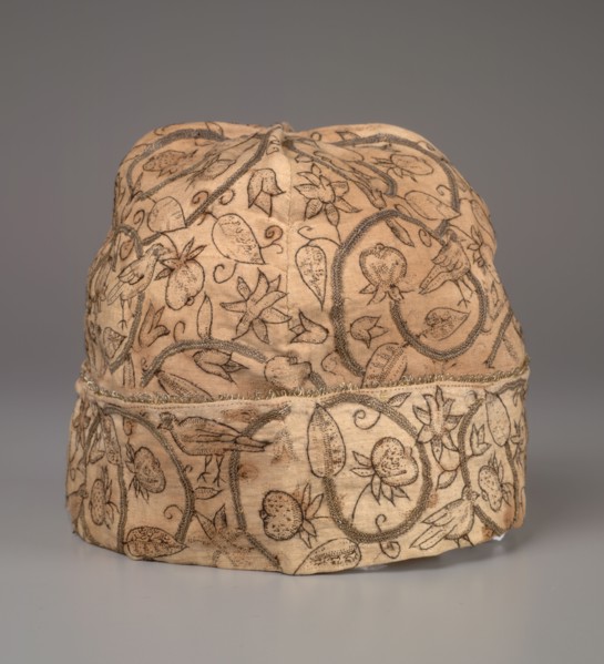 Man's Cap, late 1500s. England, Period of Queen Elizabeth, late 16th century. Embroidery; silk and