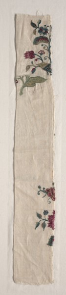 Embroidered Cover, 1700s. France, 18th century. Embroidery, silk; overall: 54.5 x 8.2 cm (21 7/16 x