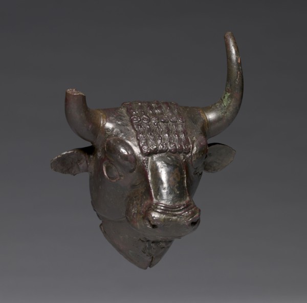 Bull Head Attachment, c. 700-600 BC. Urartian, northwest Iran, possibly Gusçi, Lake Urmia, c.