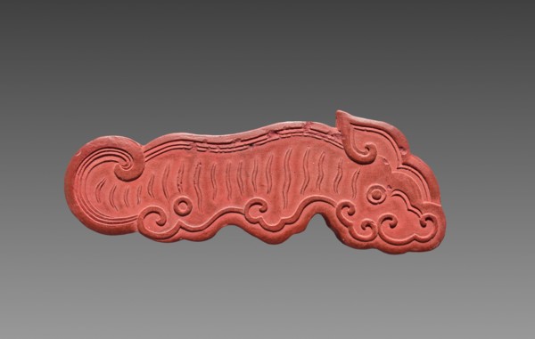 Box with Ink Cakes: Red Ink Cake in Shape of a Kui Dragon, 1795-1820. China, Qing dynasty