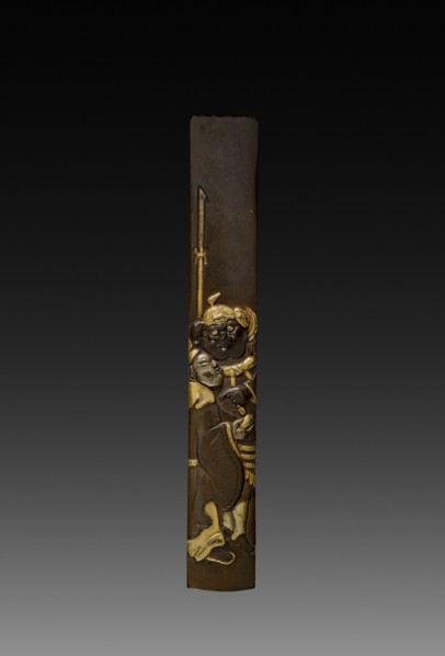 Knife Handle (Kozukai), c 1800s. Japan, 19th century. Inlaid bronze; overall: 1.4 cm (9/16 in.).