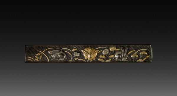 Knife Handle (Kozuka), c 1800s. Japan, 19th century. Inlaid bronze; overall: 1.4 cm (9/16 in.).