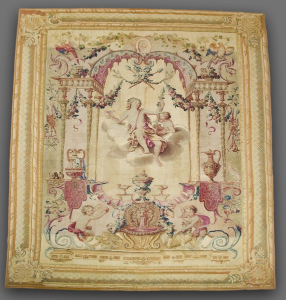 Seasons: Autumn, Bacchus, 1700s. Gobelins (French). Tapestry weave; silk, wool, cotton; overall: