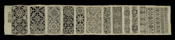 Needlepoint Lace Long Sampler, 17th century. England, 17th century. Lace, needlepoint: linen ground