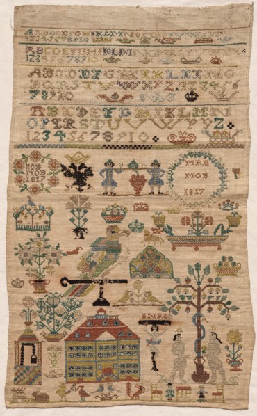 Sampler Fragment, 1817. Netherlands, early 19th century. Embroidery; silk on linen; overall: 43.5 x
