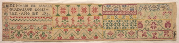 Sampler, 1840. Mexico, 19th century. Embroidery; average: 17.8 x 80 cm (7 x 31 1/2 in.).