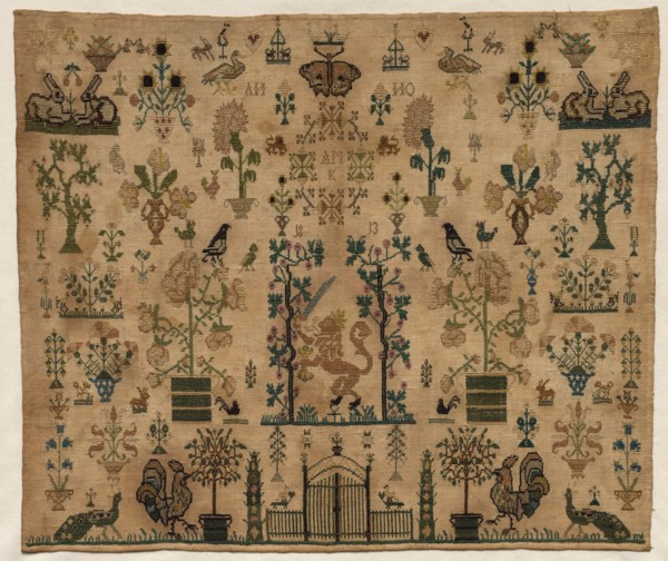 Sampler Fragment, 1813. Netherlands, early 19th century. Embroidery; silk on linen; overall: 38.5 x