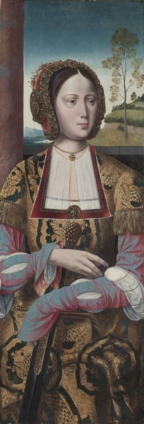Saint Catherine, c. 1520. Master of the Holy Blood (Netherlandish). Tempera on wood panel; framed:
