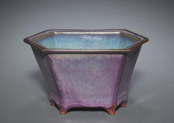 Pair of Hexagonal Flower Pots, 1300s-1400s. China, Henan province, Yuxian, Juntai, Ming dynasty
