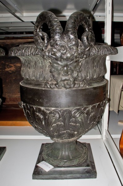 Urn with Satyr Heads, 1700s. France, 18th century. Bronze; overall: 80.6 x 67 x 55.9 cm (31 3/4 x