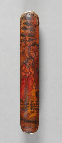 Pen and Ink Box, 1800s. Iran, Qajar period (1779-1925). Lacquer over papier maché; overall: 3.9 x