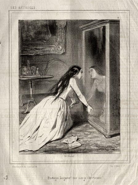 Les Actrices:  Protegez Seigneur!  un vierge chrétienne, 1843. Paul Gavarni (French, 1804-1866).