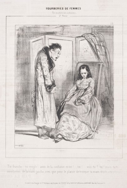Fourberies de Femmes:  En matière de sentiment, 1842. Paul Gavarni (French, 1804-1866). Lithograph