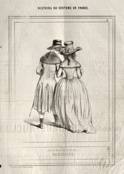 Histoire du Costume en France:  Parisiens, 1843. Paul Gavarni (French, 1804-1866). Lithograph