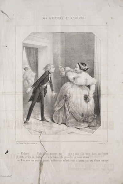 Les Mystères de l'amour:  No. 1. Joseph Guillaume Bourdet (French, 1799-1869). Lithograph