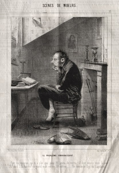 Scènes de Moeurs:  Le Problême embarassant.... Charles Joseph Traviès de Villers (French,