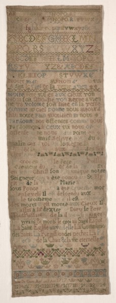 Sampler, 1717. France, early 18th century. Embroidery: silk on linen tabby ground; overall: 63.5 x