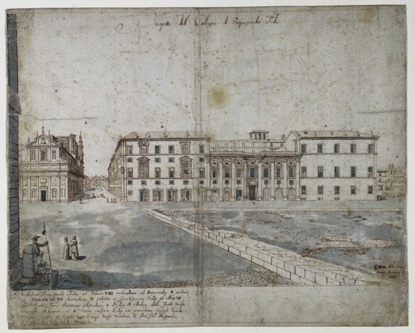Eighteen Views of Rome: The Collegio di Propaganda Fide (recto), 1665. Lievin Cruyl (Flemish, c.