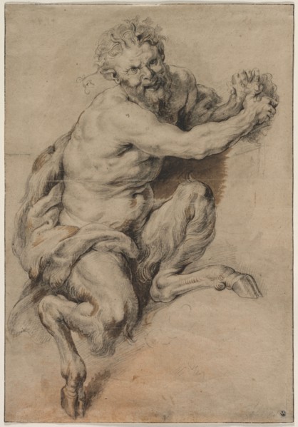 A Faun Grasping a Bunch of Grapes, after 1616/18. Studio of Peter Paul Rubens (Flemish, 1577-1640).