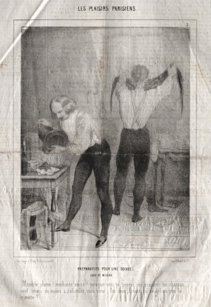 Les Plaisirs Parisiens:  Preparatifs pour une soiree.  Luxe et misère.  Maudite plume!  mèchante