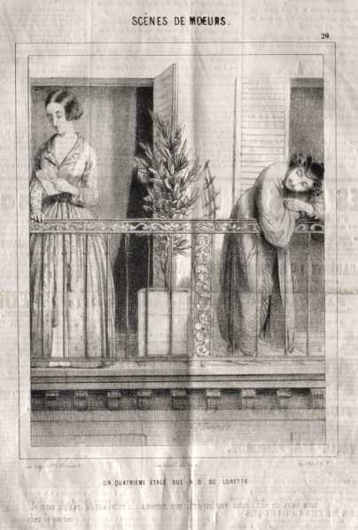 Scènes de moeurs:  Un quatrieme étage rue N. D. de Lorette.  Je crois qu'elle lit ma lettre...à