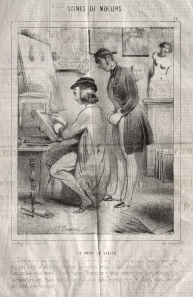 Scènes de moeurs:  La Droit de visite.  J'espère ne pas vous gener?.... Charles Joseph Traviès de